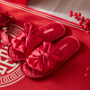 Red summer slippers for beloved indoor, mute non-slip deodorized cloth, footwear