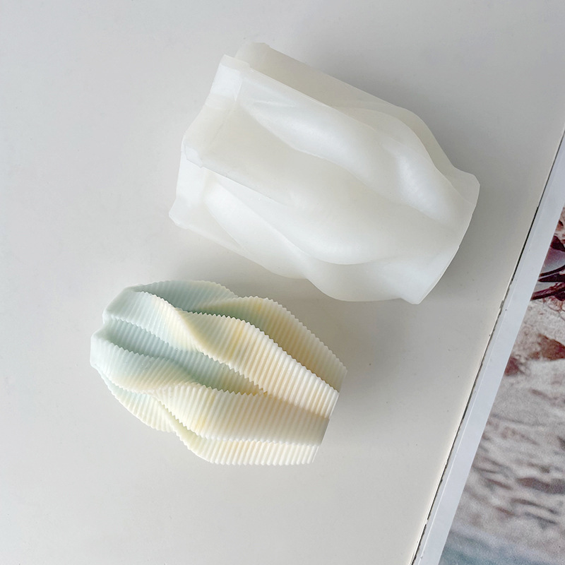 Columna giratoria geométrica vela molde de silicona columna línea geométrica yeso epoxi decoración jabón hecho a mano herramienta abrasiva en stock