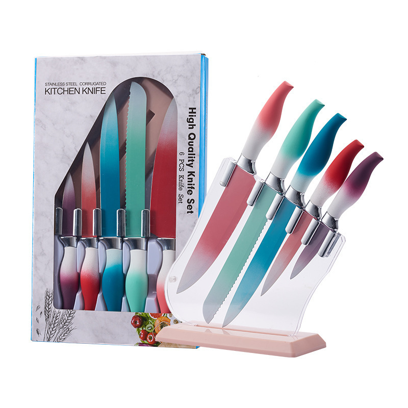 Cuchillo de cocina cuchillo con cuchillo de pan cuchillo de frutas cuchillo de color de seis piezas