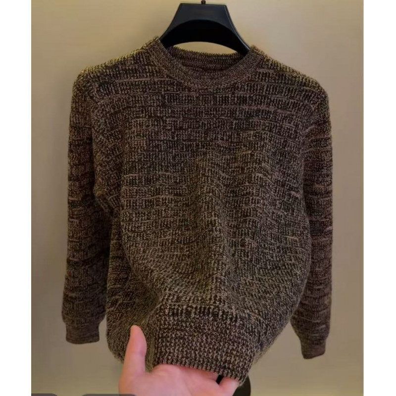 High-End Round Neck Thickeneded Knitwear Men's Autumn and Winter Warm Fashion Trendy Inner Layering Shirt Men's Clothing 1130