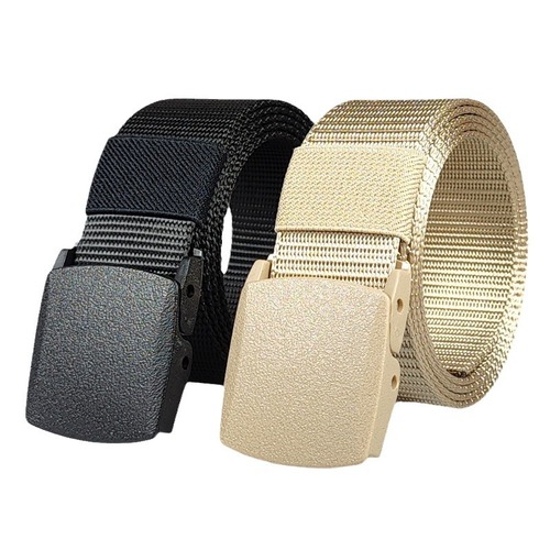 Ready-to-ship metal-free nylon belt for men, smooth buckle tactical belt, student military training outdoor canvas belt