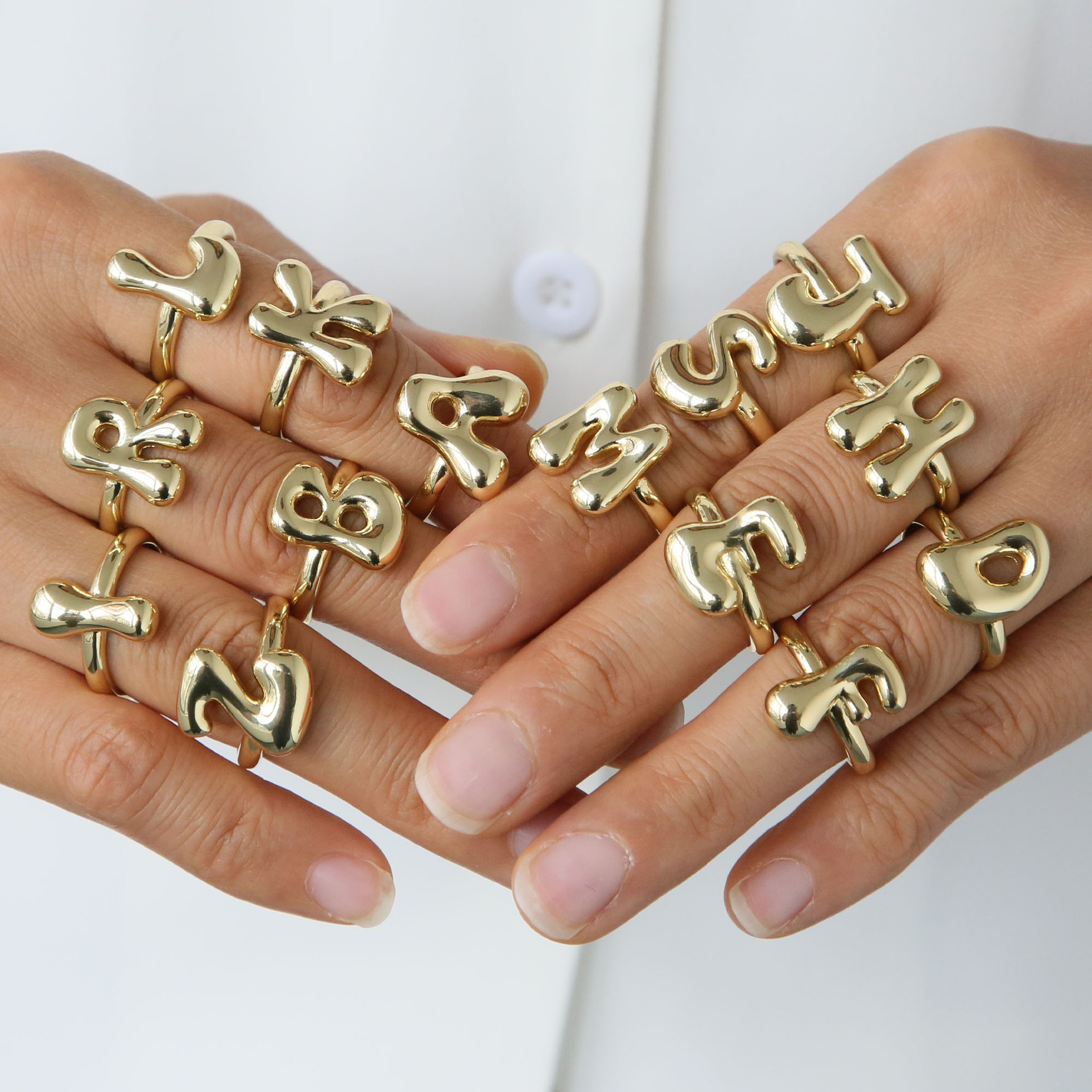 Open Rings Classification Copper Simple Style Irregular Plating Letter Open Rings