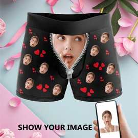 POD跨境男士内裤批发头像face模板批发来图订平角裤Custom