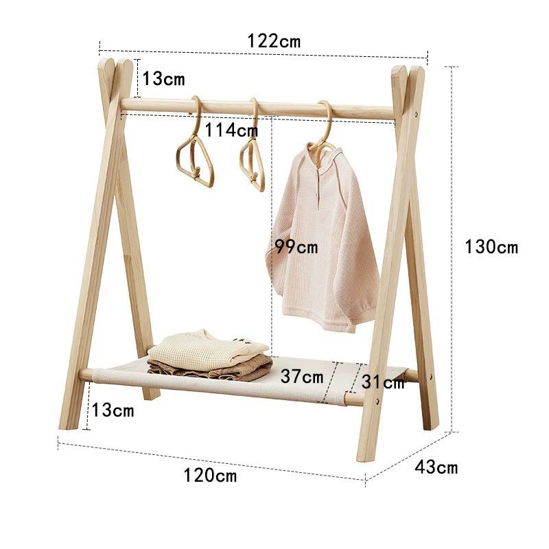 솔리드 우드 접이식 코트 랙 롱 120 하이 130cm