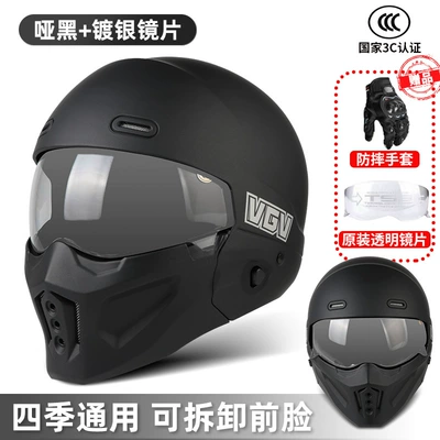 3C Motorcycle Helmet Scorpion Combination Motosiklet dəbilqələri - s-matt-black-silver-plated-lenses-free-transparent-lenses-gloves-headgear