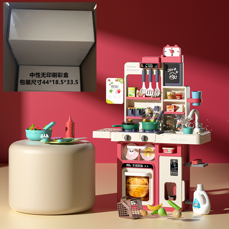 El comercio exterior de los niños de simulación spray cocina vajilla juego de mesa casa pan dispensador de agua cocina juego de juguetes de cocina de agua
