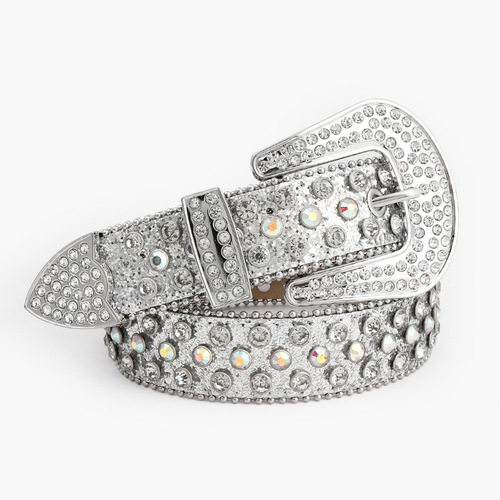 Cross-border rhinestone belt sourcing: Extra-long, colorful diamond belts for men and women, with pin buckles and embedded designs—perfect for European and American punk styles.