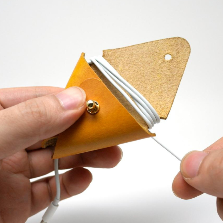 创意三角形数据线收纳夹 简约数据线收纳袋 有线耳机收纳皮套