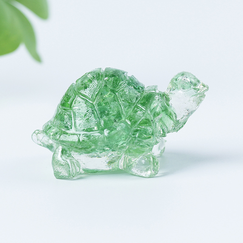 Cristal natural Animal Cristal blanco Cute Little Turtle Decoración creativa Adornos de escritorio Artesanías Decoración de coche
