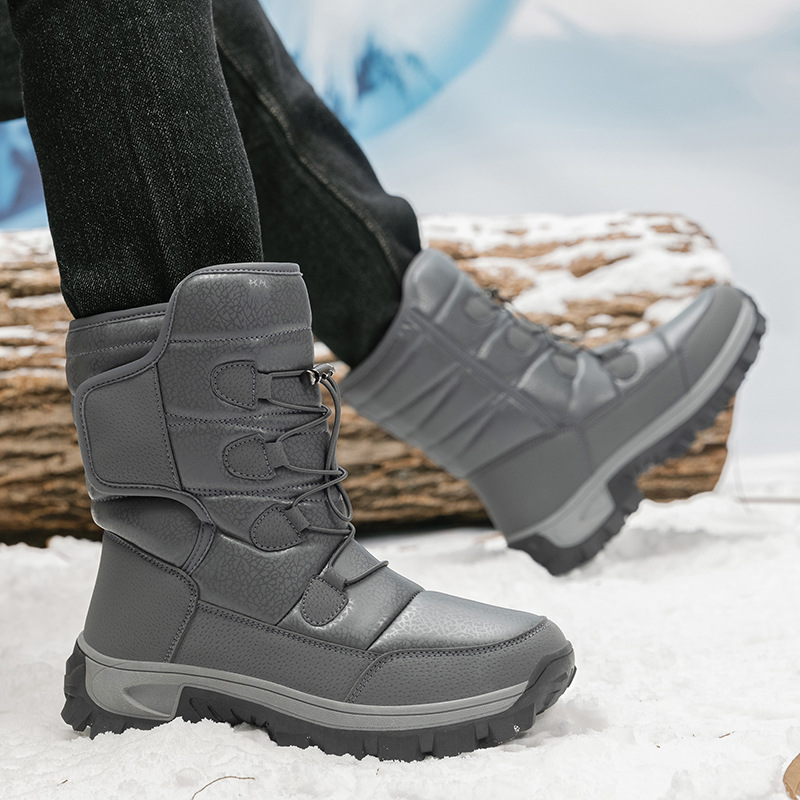 2024 nuevas botas de nieve transfronterizas de tamaño grande para hombres y mujeres, zapatos de algodón grueso, zapatos al aire libre antideslizantes, botas cálidas y resistentes al frío