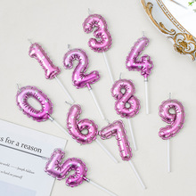 ins韩式520情人节蛋糕装饰蜡烛粉色气球数字蜡烛粉色周岁蜡烛摆件