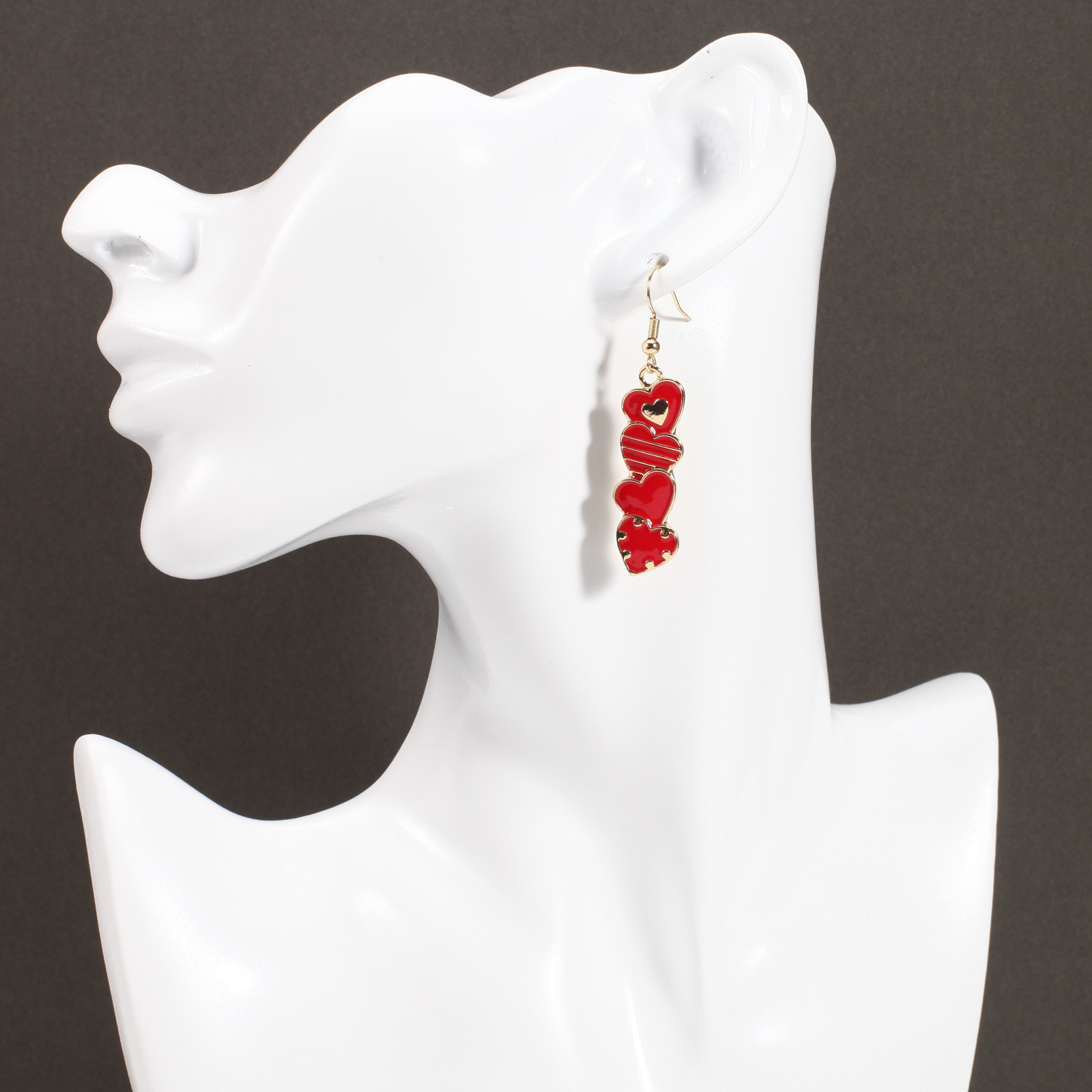 18g Weight Copper Ear Needle Material Rhinestones, Pearl Inlay Material Drop Earrings Classification 1 Pair Quantity Holiday, Daily Occasion Alloy Material Heart Shape Pattern Women's Gender Enamel, Inlay Design IG Style, Sweet Style 1 Pair IG Style Sweet Heart Shape Enamel Inlay Alloy Rhinestones Pearl Drop Earrings 13