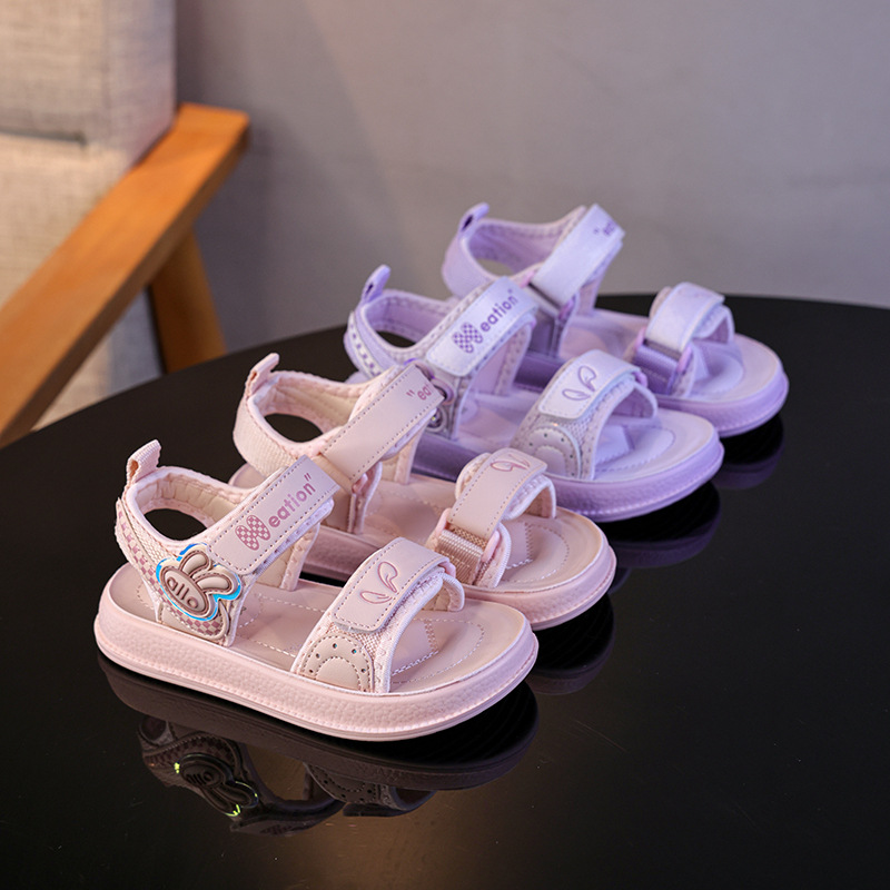 Zapatos de playa huecos para niñas 2026 verano nuevo niño moda sandalias versátiles zapatos de princesa de dibujos animados