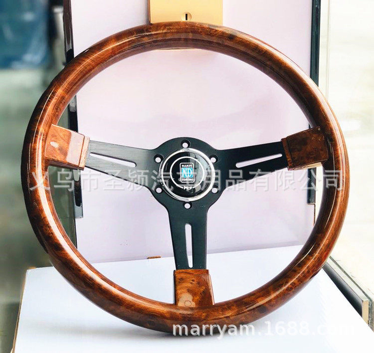 Car modification retro imitation walnut steering wheel 14 inch 350mm universal racing competition retro quick-release steering wheel