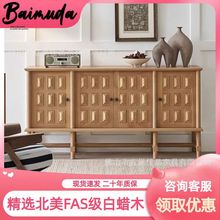 美式乡村实木电视柜复古做旧入户玄关储物收纳柜中古风家用餐边柜