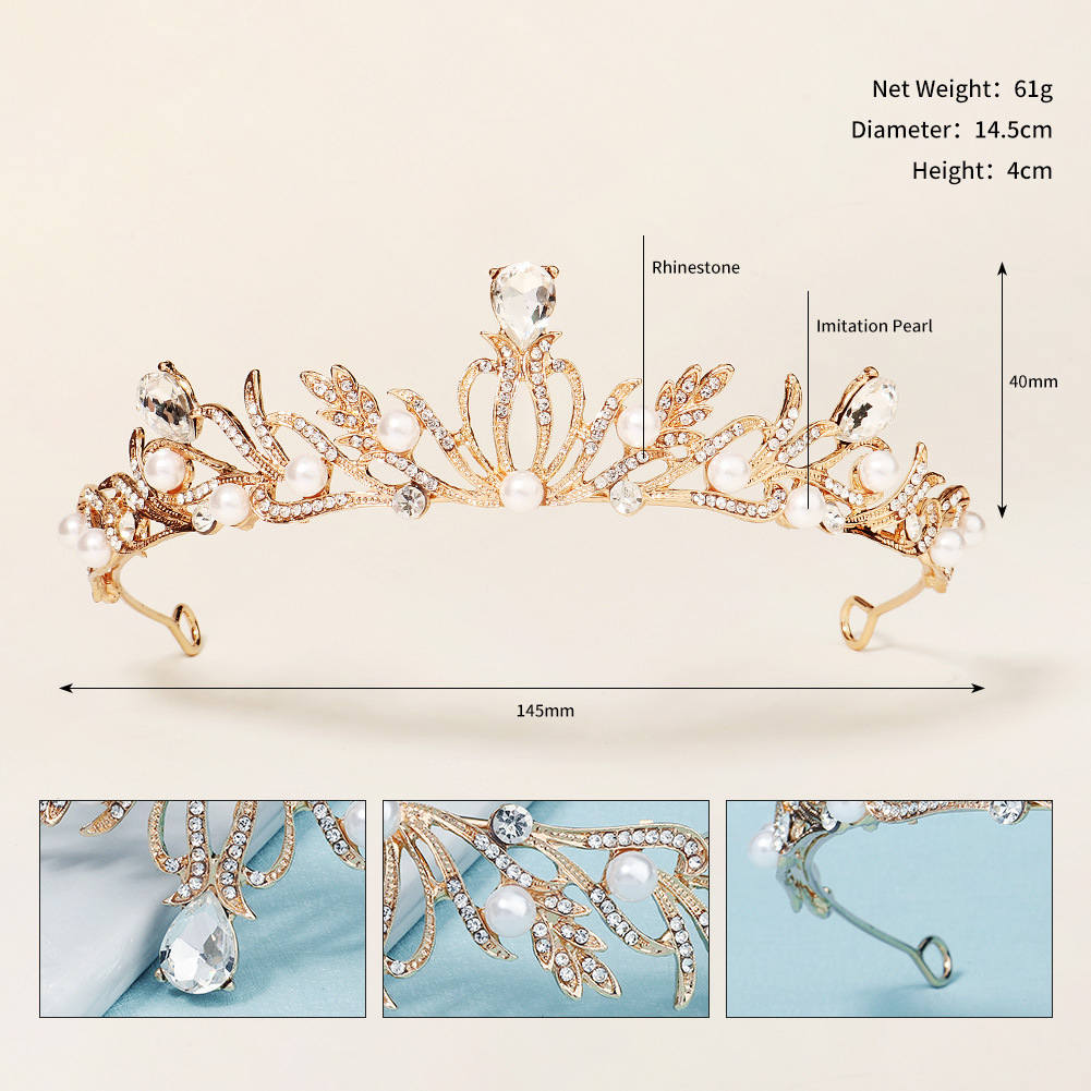 Korean New Alloy Rhinestone Bridal Crown Wedding Jewelry Wholesale Nihaojewelry display picture 11