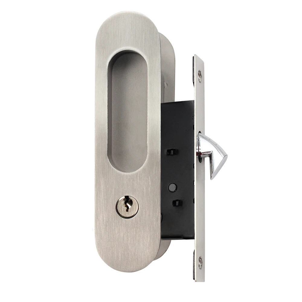 Acero inoxidable 304 bloqueo de puerta deslizante ovalada puerta deslizante de madera deslizante bloqueo de gancho de puerta deslizante incrustado bloqueo de gancho de puerta