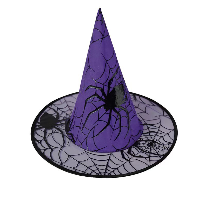 Halloween sombrero bruja sombrero cosplay vestido tocado estampado araña sombrero mago