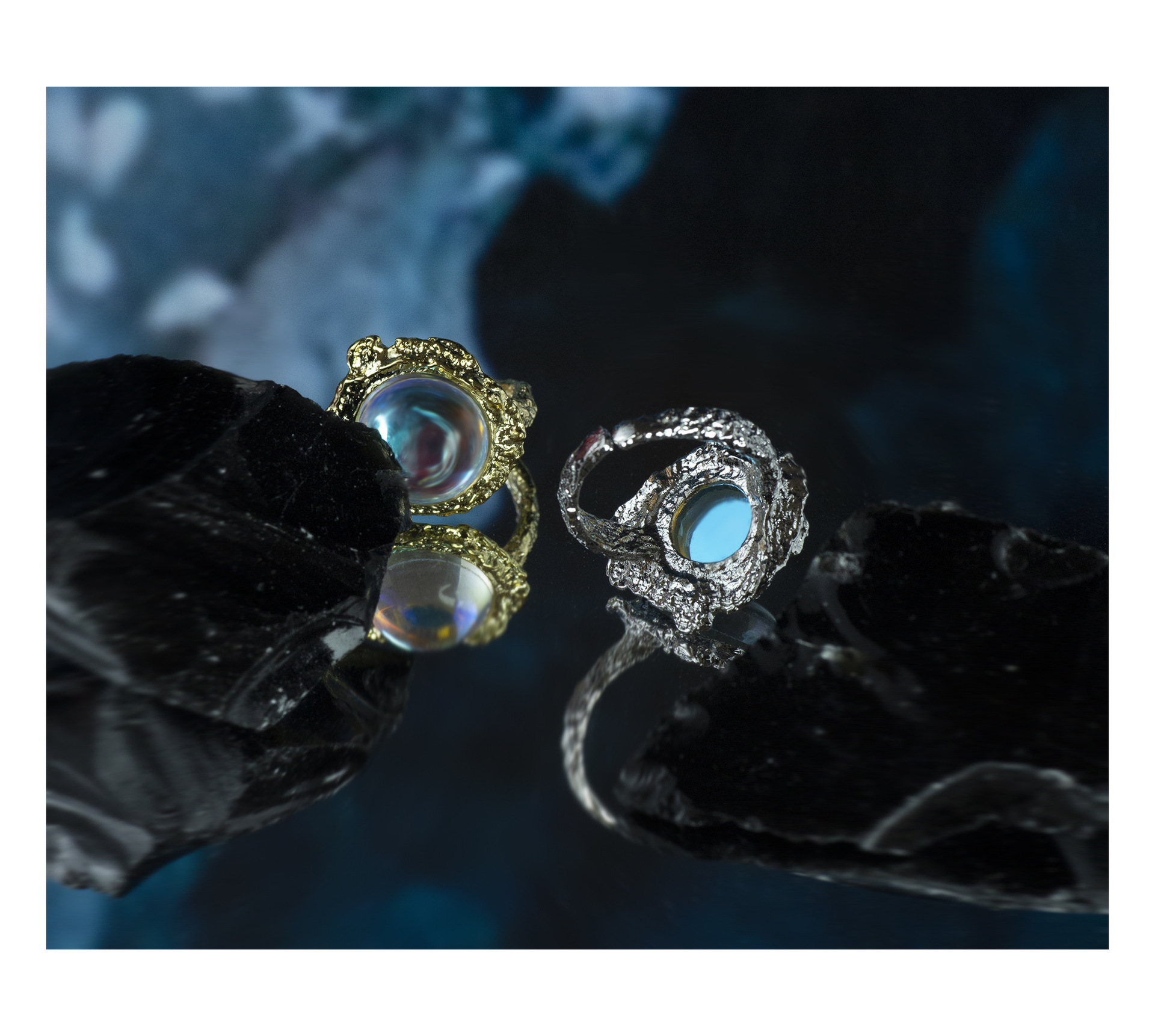 Fashion Geometric Copper Plating Moonstone Open Ring