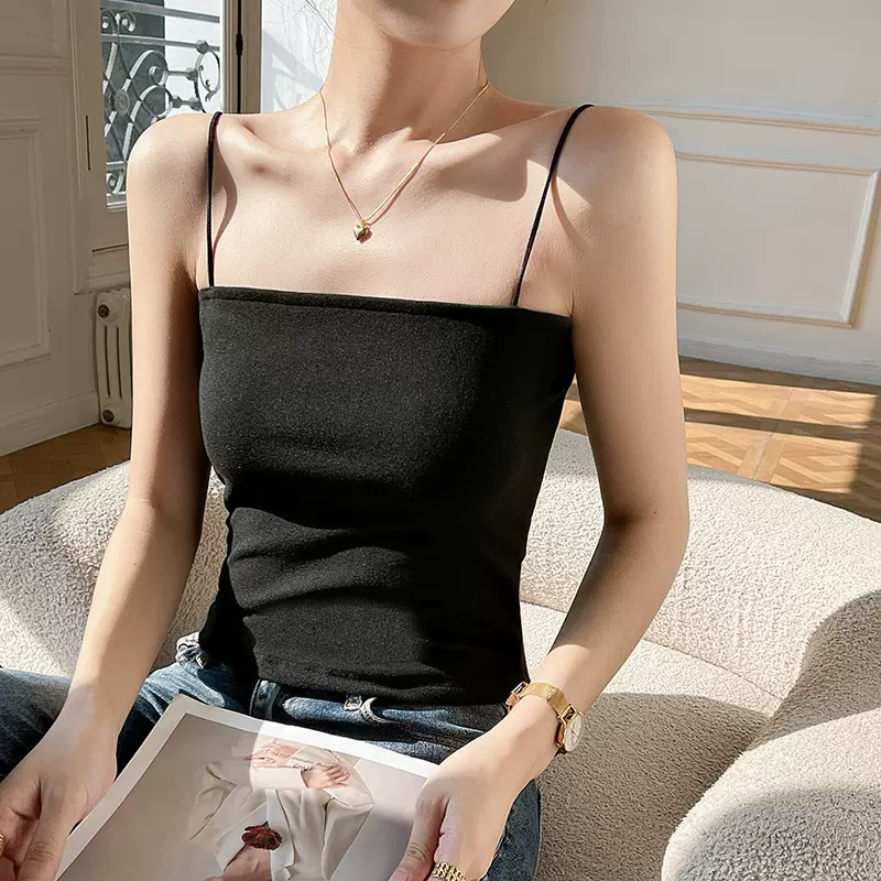 【Just JS】秋冬吊带背心加绒加厚保暖背心内衣女修身内搭打底衫