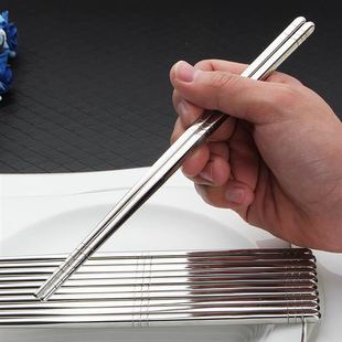 Factory Direct Sales Stainless Steel Chopsticks Square Non-Slip Anti-Scalding Home Hotel Canteen Stainless Steel Metal Iron Tachyon