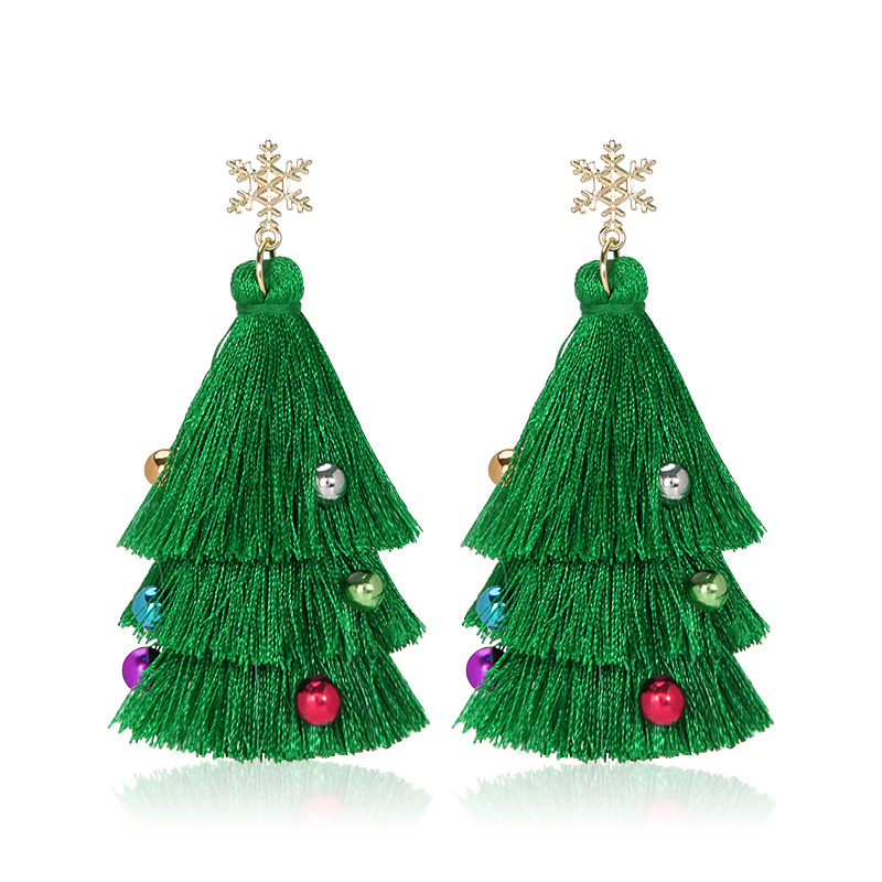 Christmas Tree Pattern Women's Gender 1 Pair Christmas Simple Style Christmas Tree Inlay Alloy Zircon Drop Earrings
