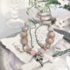 S95 strawberry crystal burst bead bow bracelet