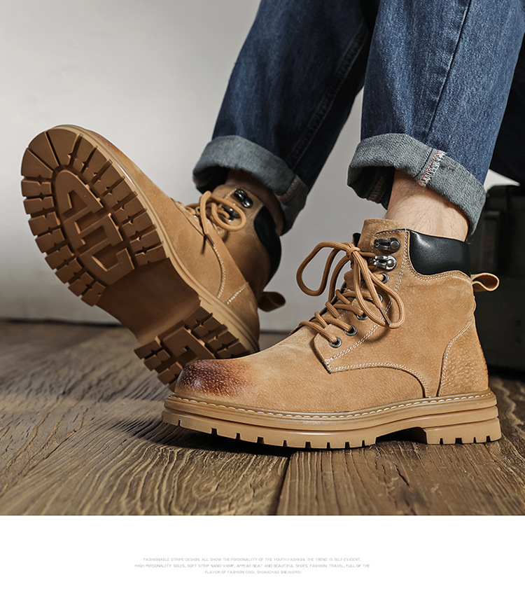 Men's British Style Yellow Martin Boots For Autumn And Winter_voghion.com