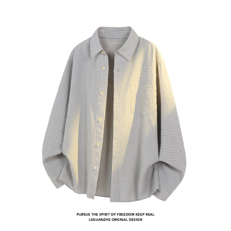 American-style Plaid Shirt Jacket For Men, Spring Cleanfit Trendy, Stylish And Cool, Large Size, Loose Long-sleeve Top_voghion.com