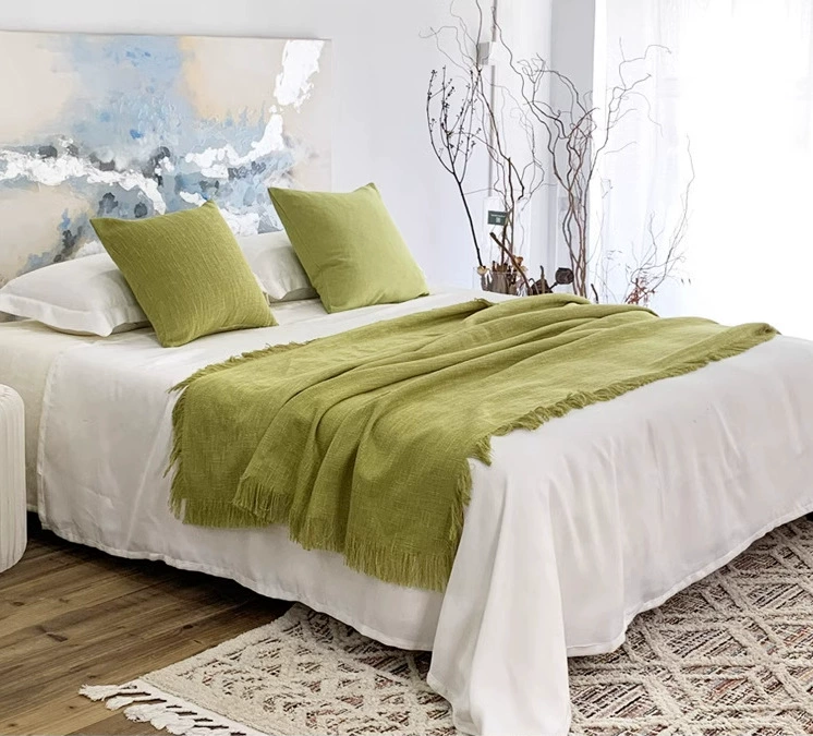 Однотонное мешковинное полотенце в стиле дзен для B&B/гостиницы, однотонный флаг для кровати, простое постельное покрывало для мини-гостиницы, американское постельное покрывало, J-полотенце