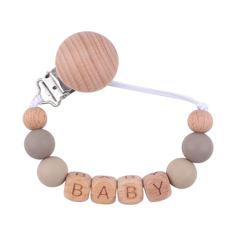 Nuevos suministros para bebés Haya clip redondo Cadena de pezón calmante bebé contraste color cuentas de silicona mordedura pezón cadena anti-caída