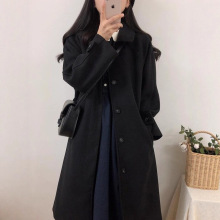 2025秋冬新款韩版宽松显瘦加厚过膝呢子大衣大码毛呢外套女中长款