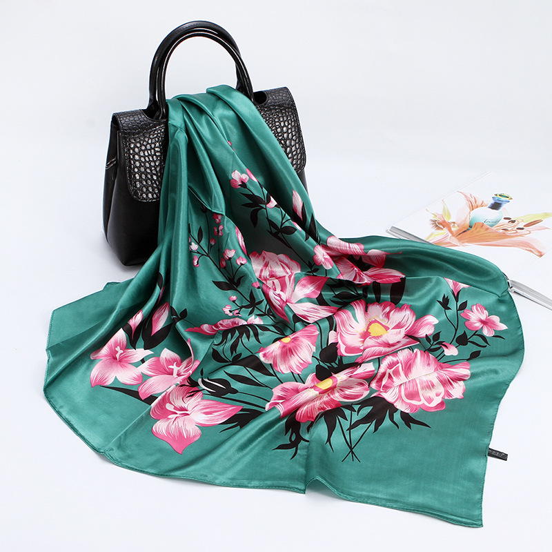 Floral Pink Red Printed Scarf For Women 90cm Large Square Scarf European And American Headscarf_voghion.com