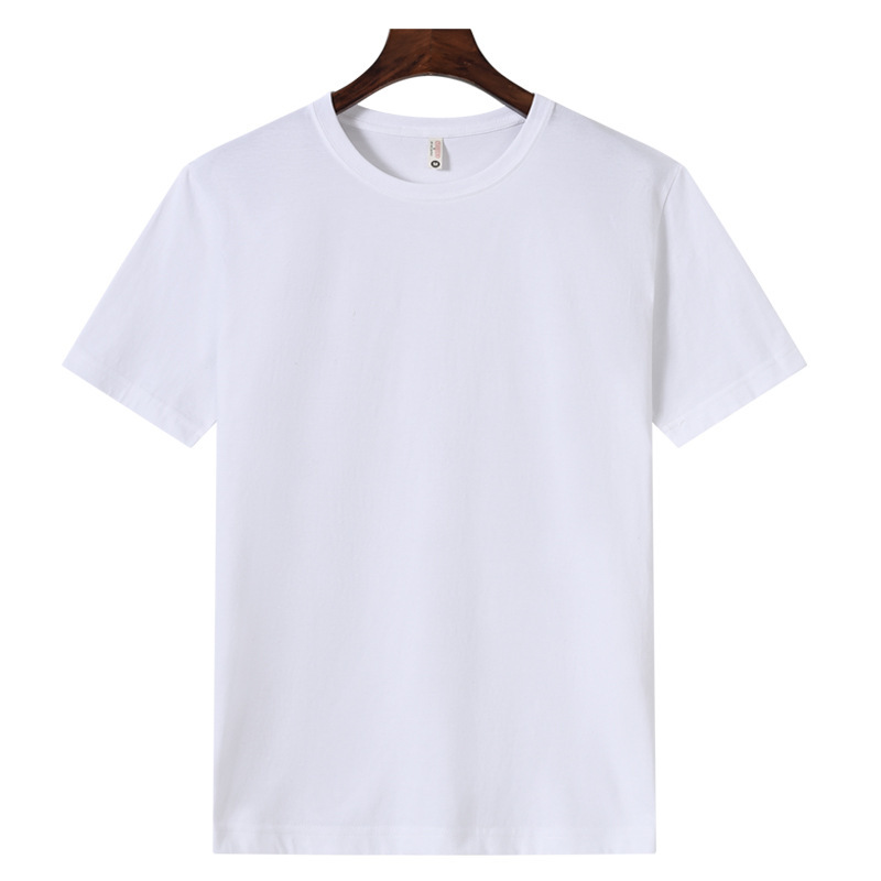 Solid Color Half-sleeve Cotton T-shirt Women's Work Clothes Short-sleeve Men's Pure White DIY Hand-painted Printed LOGO School Class Clothes