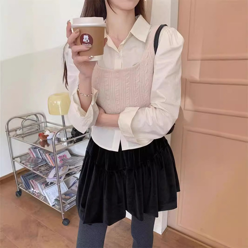 KANING Solid Color U-Neck Knit Vest Women 2025 Autumn Korean Style Design Sensory Sweater