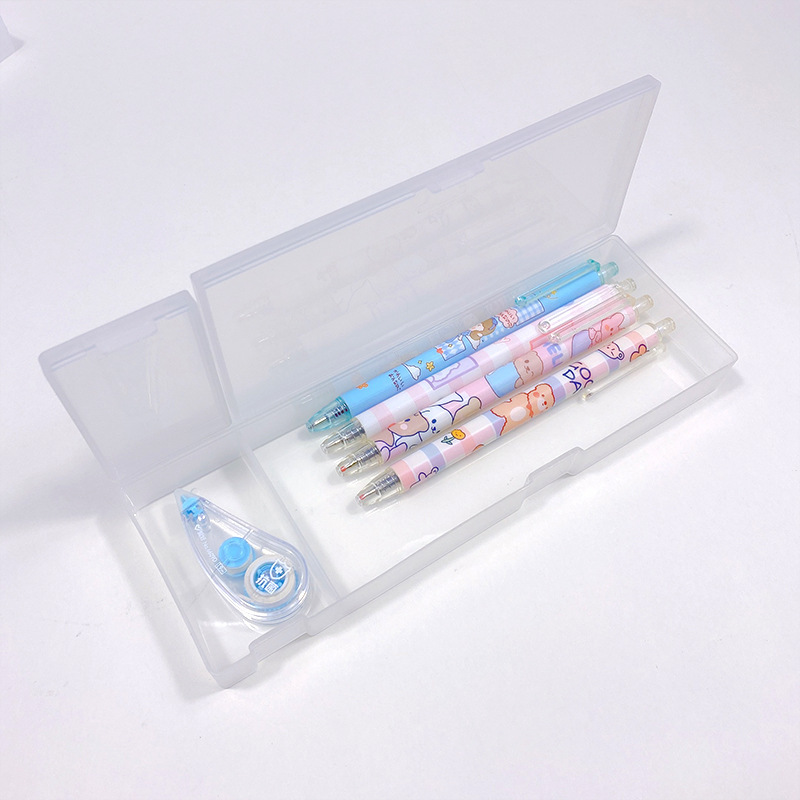 小学生透明フロスト文房具ケースシンプルins鉛筆ケースプラスチック多機能収納ペンケース印刷可能ロゴ|undefined