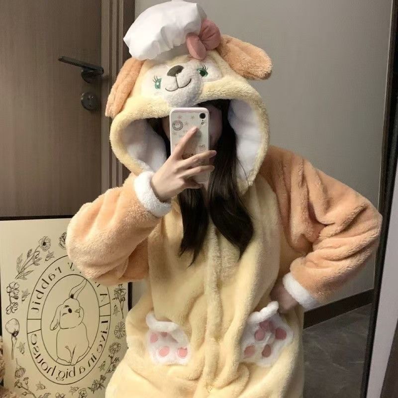 バター餅の料理人の犬のパジャマの女性の冬のサンゴの毛は厚いです。|undefined