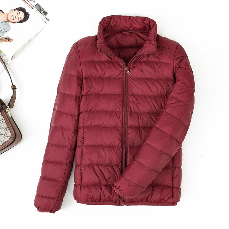 Трансграничный пуховик женский короткий стоячий воротник тонкий 90 бархатный модный тонкий в прямом эфире теплая утка бархатная женская куртка