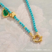 仿绿松石色吊坠万能链可拆卸万能扣头吊坠扣头diy配件挂绳百搭绳