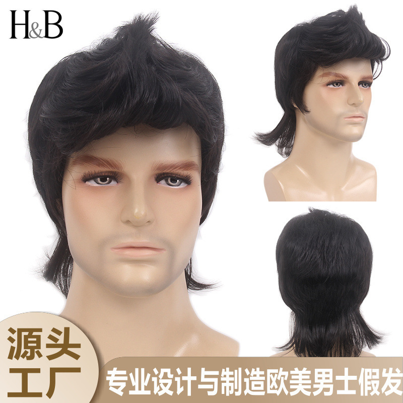 Shipped from Guangzhou, Exclusively for the Us Market, High-Quality Men's Wigs, Lightweight and Breathable, Made with Japanese Kanekalon Synthetic Fiber, Full Head Cover