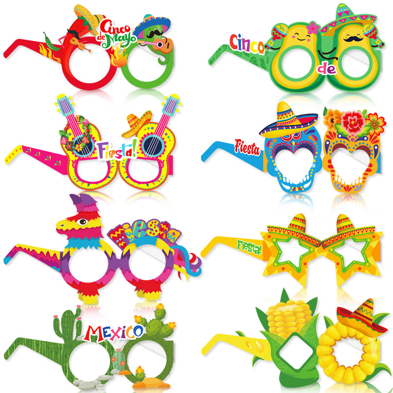 Mexico May 5th Funny Photo Props Glasses Decoration Mexico Carnival Party Paper Glasses
