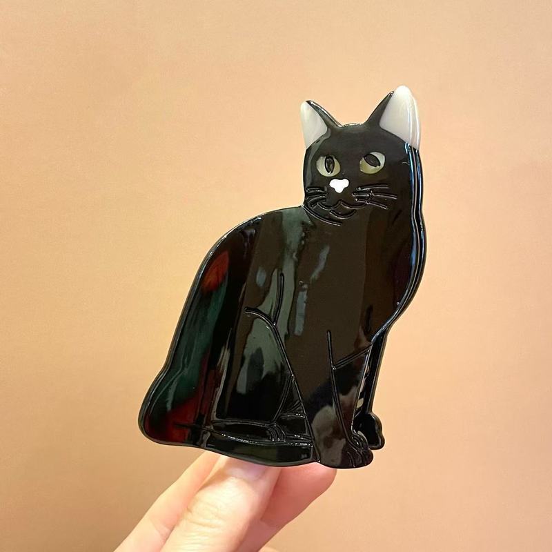 新款小野猫醋酸发夹可爱动物抓夹个性后脑勺盘发鲨鱼夹发卡头饰女|undefined