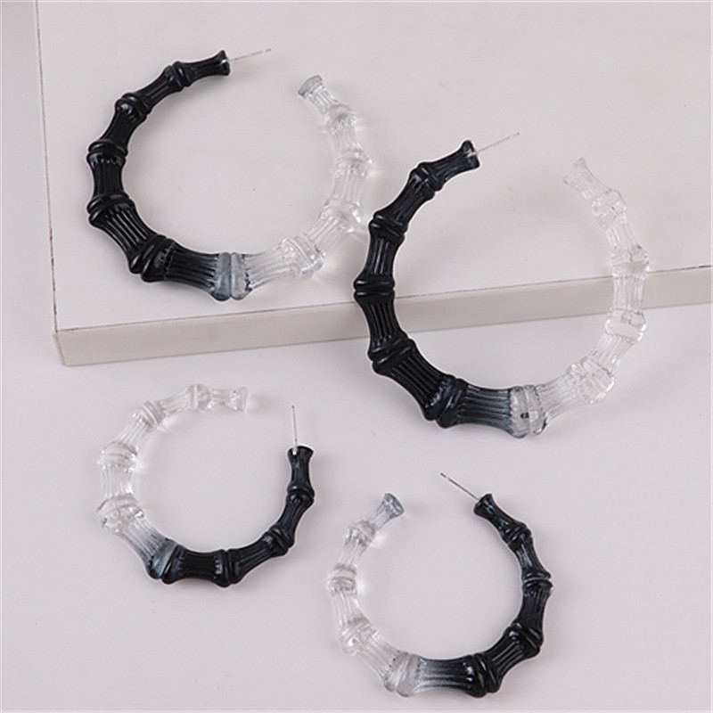 1 Pair Funny Gradient Color Arylic Womenu0027S Hoop Earrings