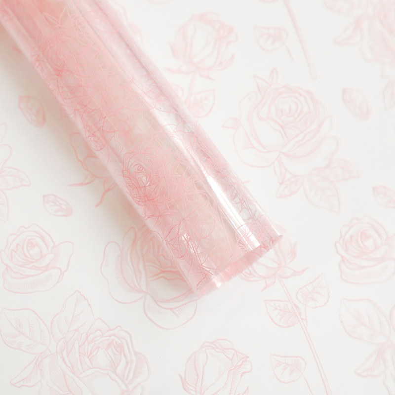 Huaxi rosa cristal OPP papel de embalaje de flores vidricola impresión transparente ramo de flores papel de embalaje de flores