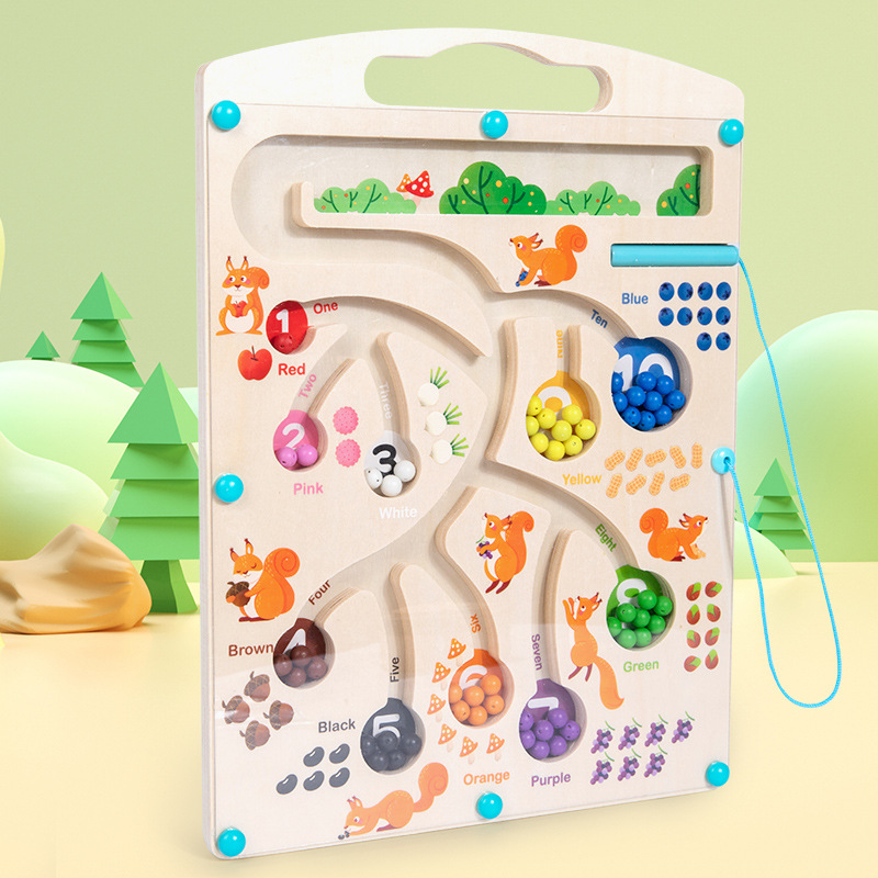 Cpc rompecabezas para niños bolígrafo magnético laberinto digital educación temprana clasificación de color de madera tablero de conteo juguetes de 1 a 3 años