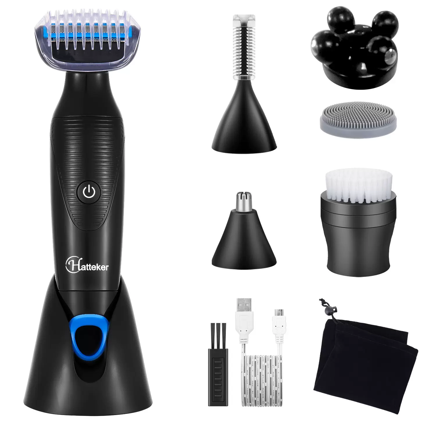 旭科六合一电动脱毛器 便携水洗剃须刀 USB款剃毛修眉按摩仪