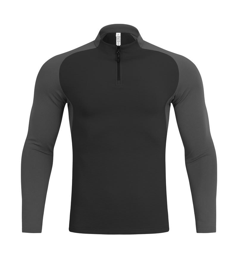 Otoño y invierno nuevo hombre de manga larga media cremallera camiseta deportiva casual versátil ropa europea y americana para correr fitness medio abierto