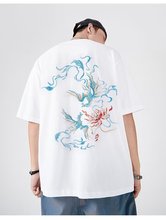 夏季短袖T恤男国潮宽松ins五分半袖上衣假两件体恤中国风潮流
