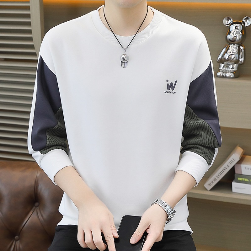 High-end men's sweatshirt, fashionable spring and autumn top, stylish and loose-fitting, versatile long-sleeved t-shirt, quality men's wear