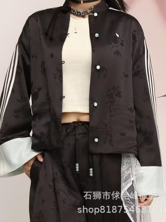 Nueva chaqueta china de alta gama Tang chaqueta femenina de ácido acético tatuaje oscuro camisa Jacquard a juego de colores temperamento con blusa de estilo nacional